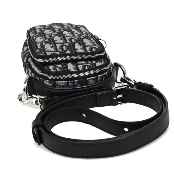 CHRISTIAN DIOR Oblique Trotter Mini Shoulder Bag Jacquard Leather Blue - Picture 6 of 16
